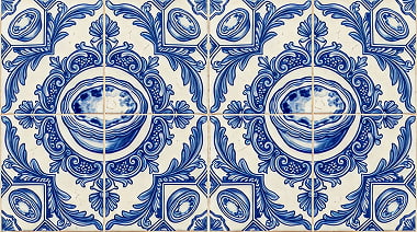 Portugalskie azulejos z motywem pastéis de nata